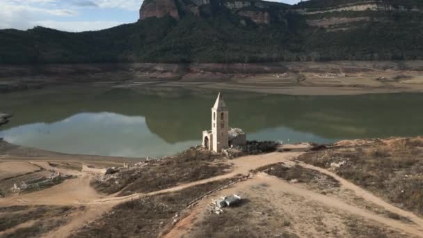 Sumpf Kirche Sau Sumpf Deich Katalonien Spanien Intensive Dürre Jahr — Stockvideo