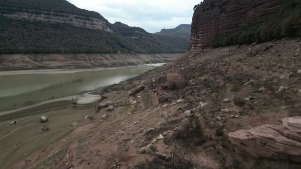 Katalonya Spanya Daki Sau Bataklık Hendeği 2024 Teki Şiddetli Kuraklık — Stok video