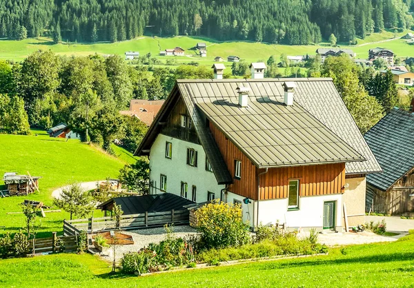 Pueblo Gosau Con Sus Casas Madera Los Alpes Austria Día — Foto de Stock
