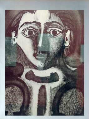 Malaga, İspanya-Ekim 2022. Malaga 'daki Picasso Müzesi. Kübizm sanatının detaylarını görebilirsiniz..