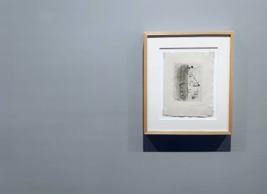 Malaga, İspanya-Ekim 2022. Malaga 'daki Picasso Müzesi. Kübizm sanatının detaylarını görebilirsiniz..