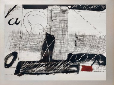 Malaga, İspanya-Ekim 2022. Malaga 'daki Picasso Müzesi. Kübizm sanatının detaylarını görebilirsiniz..