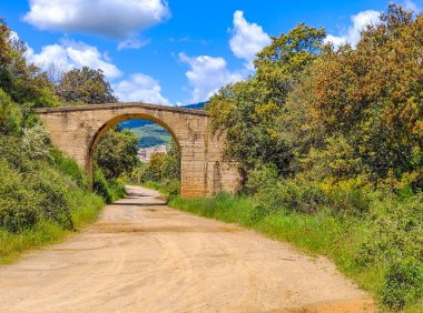 Bridge in the forest of Guadalupe in Extremadura in the center of Spain in a cloudy day