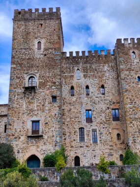 Monastery of Guadalupe in Caceres province in a cloudy day. Its gothic style.
