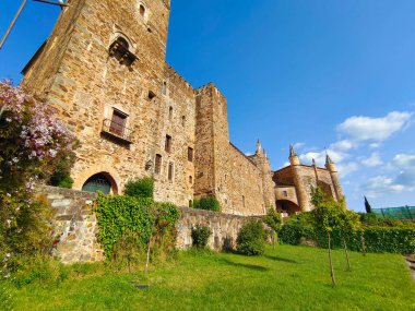Monastery of Guadalupe in Caceres province in a cloudy day. Its gothic style.