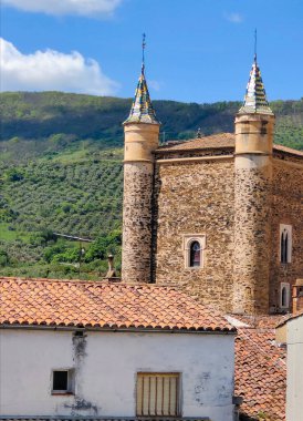 Monastery of Guadalupe in Caceres province in a cloudy day. Its gothic style.