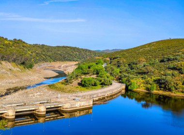 Tagus river in Caceres in the center of Spain in a spring day.
