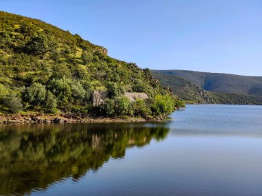 Tagus river in Caceres in the center of Spain in a spring day.