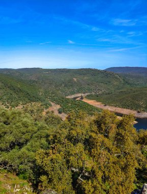 Tagus river in Caceres in the center of Spain in a spring day.