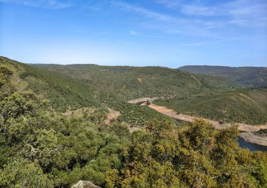 Tagus river in Caceres in the center of Spain in a spring day.