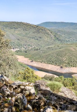 Tagus river in Caceres in the center of Spain in a spring day.