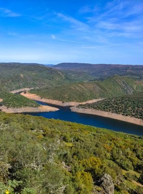 Tagus river in Caceres in the center of Spain in a spring day.