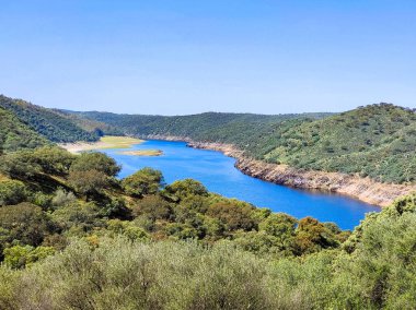 Tagus river in Caceres in the center of Spain in a spring day.