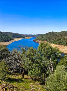 Tagus river in Caceres in the center of Spain in a spring day.