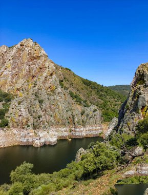 Tagus river in Caceres in the center of Spain in a spring day.