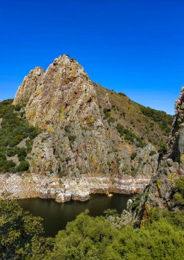 Tagus river in Caceres in the center of Spain in a spring day.