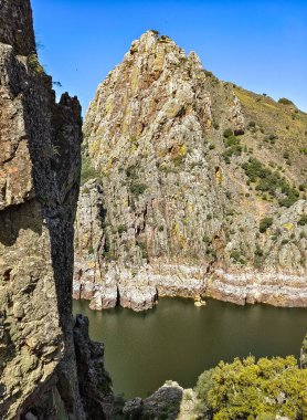 Tagus river in Caceres in the center of Spain in a spring day.