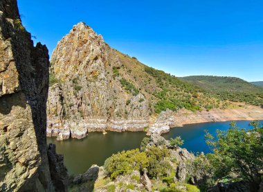 Tagus river in Caceres in the center of Spain in a spring day.