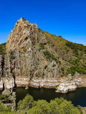 Tagus river in Caceres in the center of Spain in a spring day.