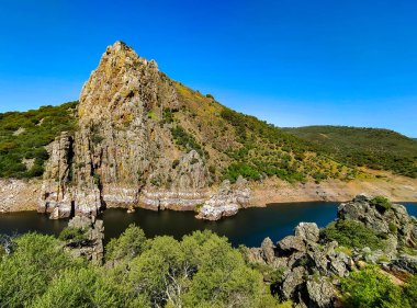 Tagus river in Caceres in the center of Spain in a spring day.