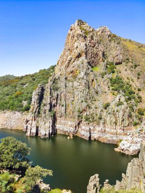 Tagus river in Caceres in the center of Spain in a spring day.