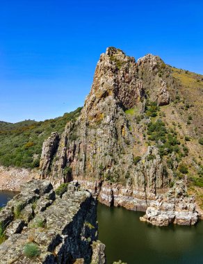 Tagus river in Caceres in the center of Spain in a spring day.