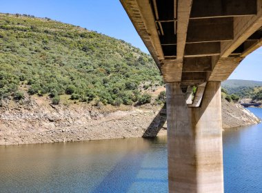 Tagus river in Caceres in the center of Spain in a spring day.