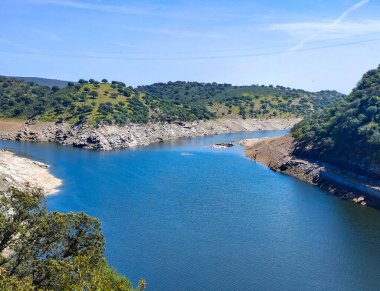 Tagus river in Caceres in the center of Spain in a spring day.