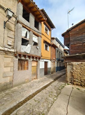 Street in Jaraiz de la Vera in the center of Spain in a sunny day