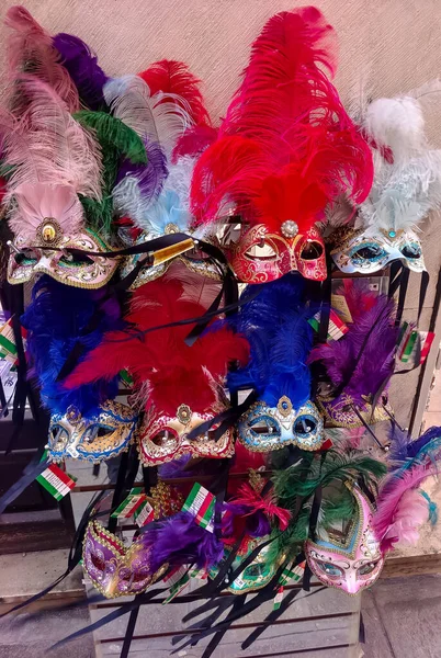 Venecia Italia Abril 2023 Carnaval Tienda Máscaras Con Recuerdo Calle — Foto de Stock