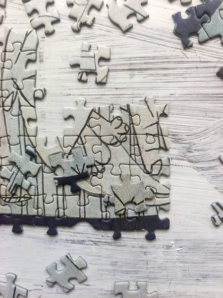 Puzzle Darab Picasso Stílusok Egy Fehér Háttér — Stock Fotó