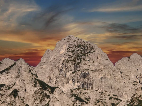 Góry Dolomitów Północy Włoch Zachodzie Słońca — Zdjęcie stockowe