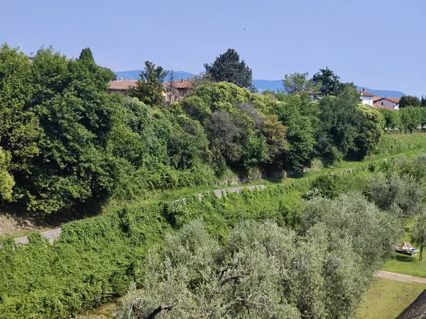 Vista Sul Fiume Sulla Cittadina Bergamo Italia — Foto Stock