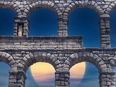 İspanya 'nın orta kesimindeki Segovia' da sokak ve evler