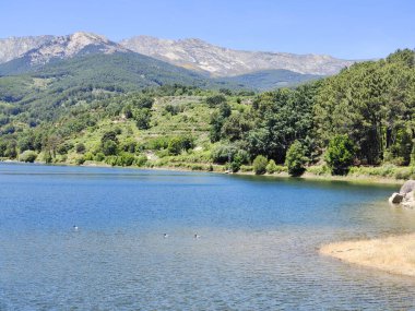 Güneşli bir günde İspanya 'nın merkezinde göl