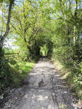 Güney İngiltere 'de Glastonbury' de manzara bulutlu bir günde