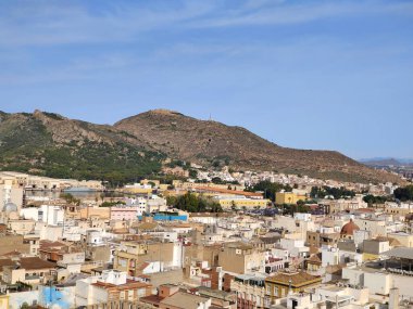İspanya 'nın güneyindeki Cartagena şehrinin hava manzarası