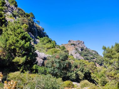 İspanya 'nın güneyindeki Grazalema' daki dağlar güneşli bir günde