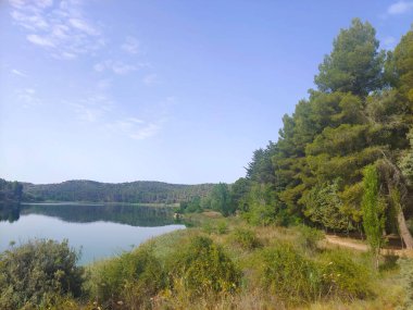 Güneşli bir günde İspanya 'nın güneyindeki doğada göl