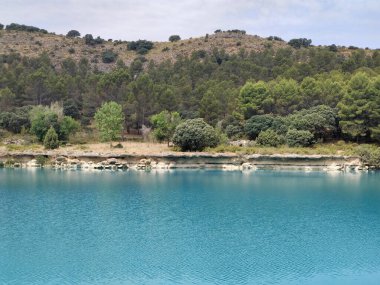 Güneşli bir günde İspanya 'nın güneyindeki doğada göl