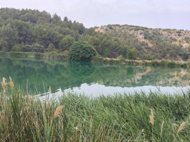 Güneşli bir günde İspanya 'nın güneyindeki doğada göl