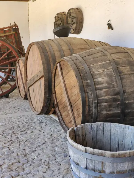 İspanya 'nın merkezinde Valdepenas' daki şarap fabrikası