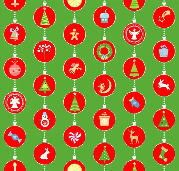 绿色红色工艺圣诞无缝包装纸与剪纸天使 圣诞花圈和圣诞树 — 图库矢量图片