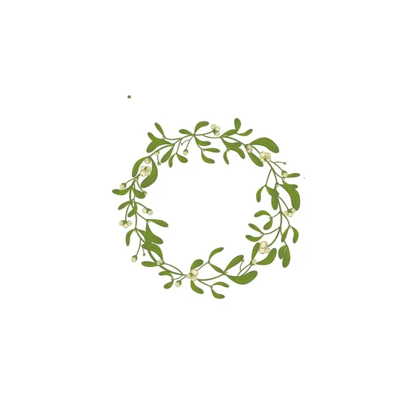 Ghirlanda Vischio Con Rami Bacche Bouquet Auguri Natale Capodanno Isolato — Vettoriale Stock