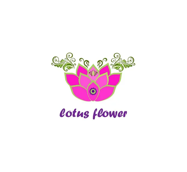 Decorative Beautiful Pink Viva Magenta Lotus Flower Third Eye Logo — Stock Vector