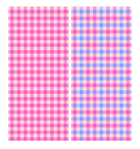 Senza Soluzione Continuità Quadretti Carino Rosa Blu Moda Tessuto Stampa — Vettoriale Stock