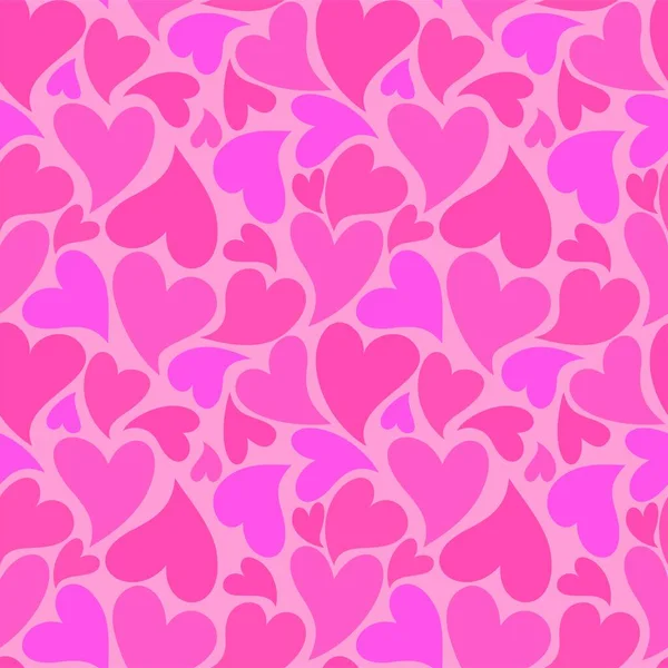 Бесконечный Розовый Бесшовный Узор Розовым Горячим Розовым Светло Фиолетовым Сердцем — стоковый вектор