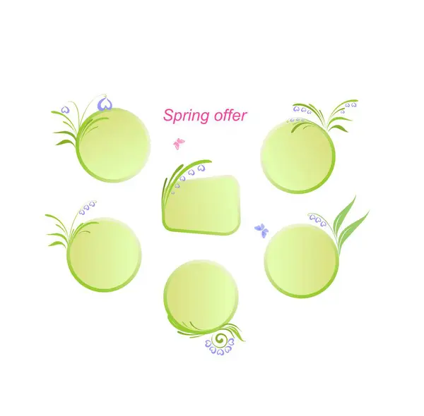 Light Green Typography Offer Set Spring Seasonal Sale Badge Labels Stock Illustration