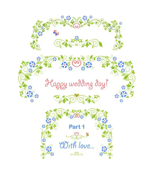 Beautiful Floral Vignette Headers Arch Titles Set Wedding Invitation Greeting Vettoriale Stock