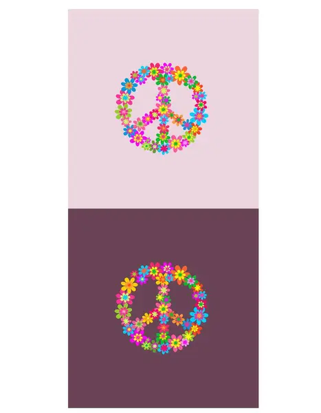 Hippie Znak Hipísáckými Květinami Sedmikrásky Barevný Tisk Květinové Síly Pro Stock Ilustrace